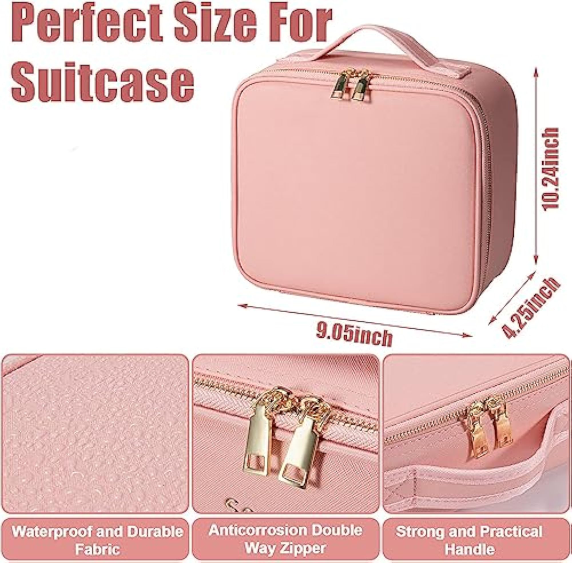 Travel Makeup Bag with Light Up Mirror