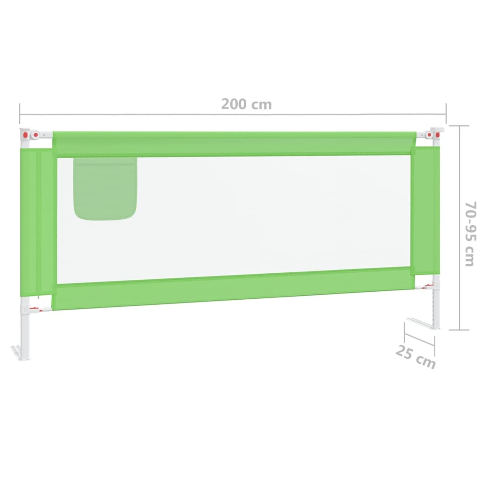 Tidyard Barandilla de Seguridad Cama de Niño Barrera de Cama para Niños,Barandilla CamaPortátil Barrera de Cama para bebé Protección contra caídas,Combinación Libre Verde Tela 200x25 cm