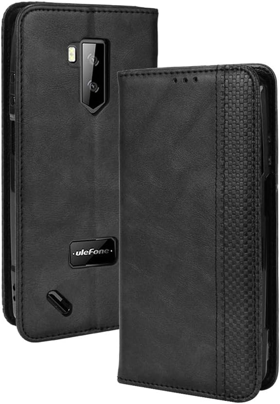 HDOMI Ulefone Armor X9 Case,High Grade Leather Wallet whith [Card Slots] Flip Magnetic Closure Cover Ulefone Armor X9 (Black)