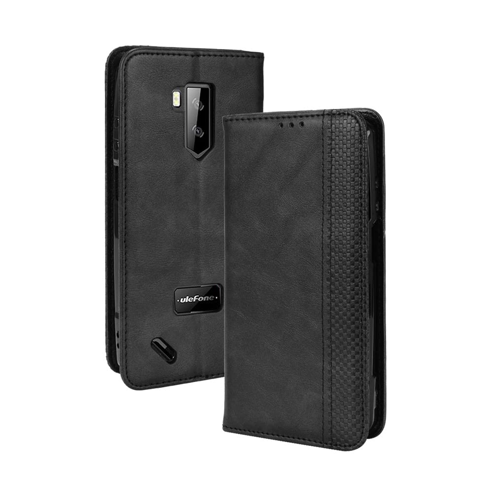 HDOMI Ulefone Armor X9 Case,High Grade Leather Wallet whith [Card Slots] Flip Magnetic Closure Cover Ulefone Armor X9 (Black)