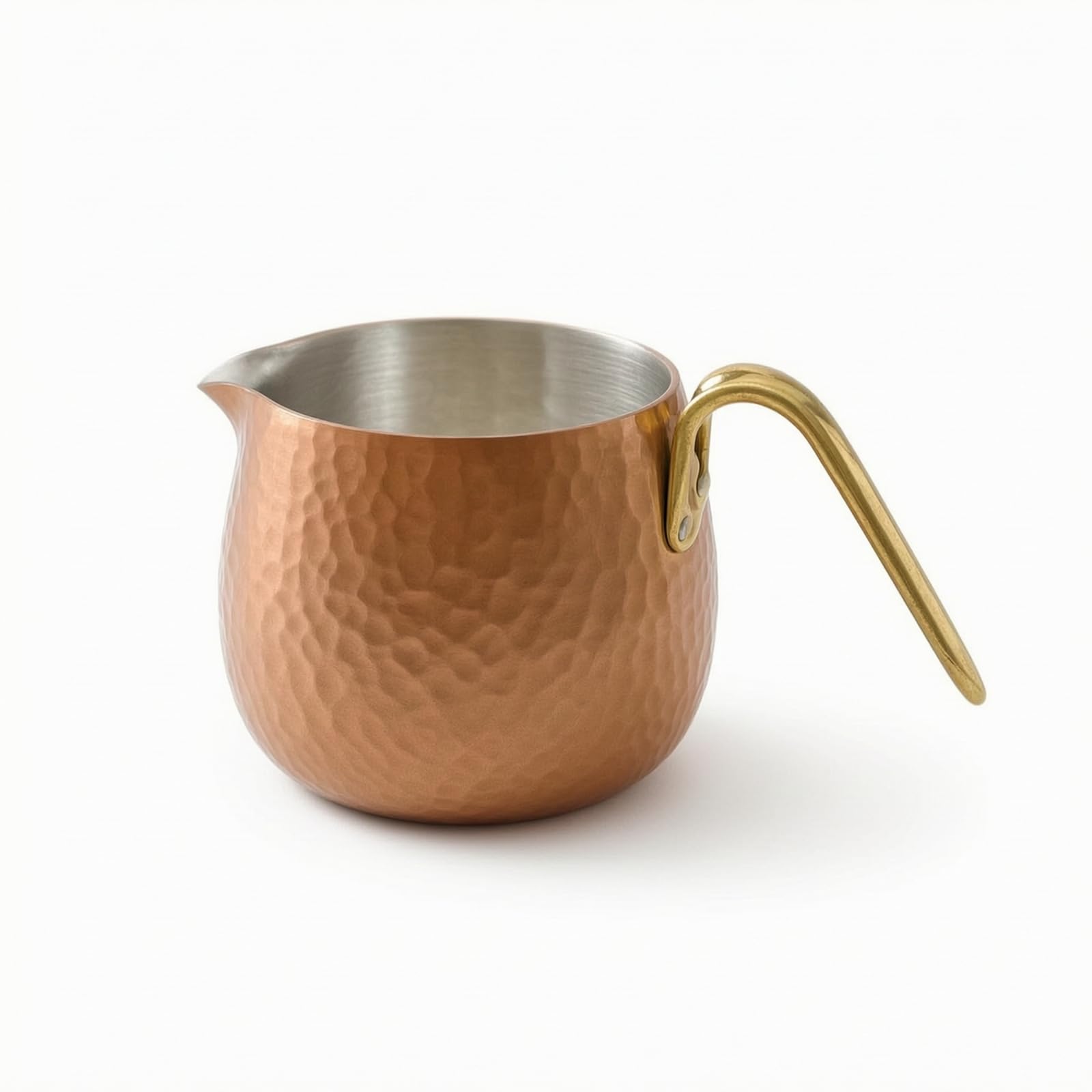 Outdoor Coffee Brewer Caraffa caffè Rame Latte Pentolino Versatore Server Espresso Design Bilanciato con Manico Lungo Curvo per Versata Stabile E, Stile Stagnato Tostato