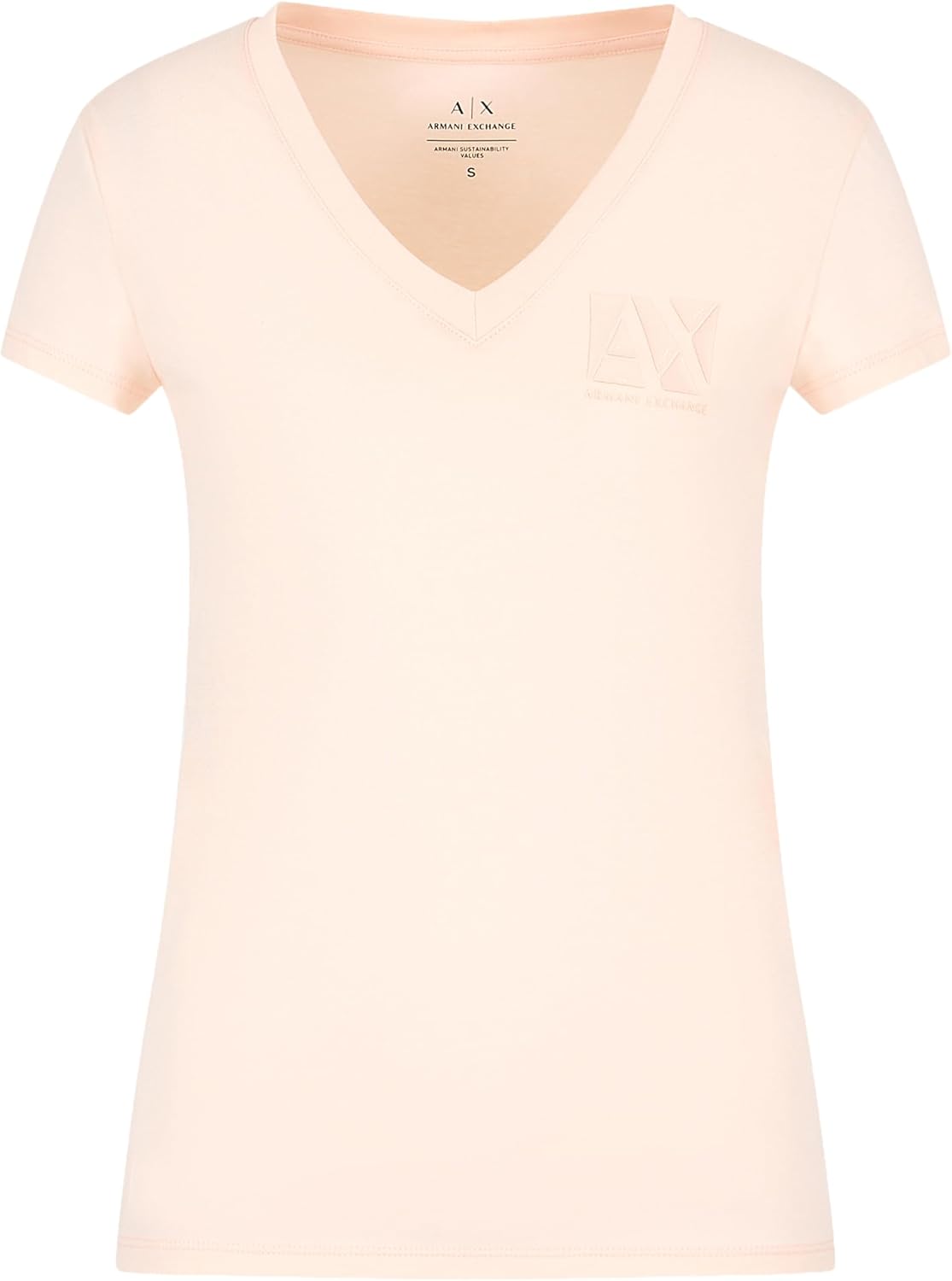 Armani Exchange Womens Essential V Neck Cotton Jersey Logo Tee