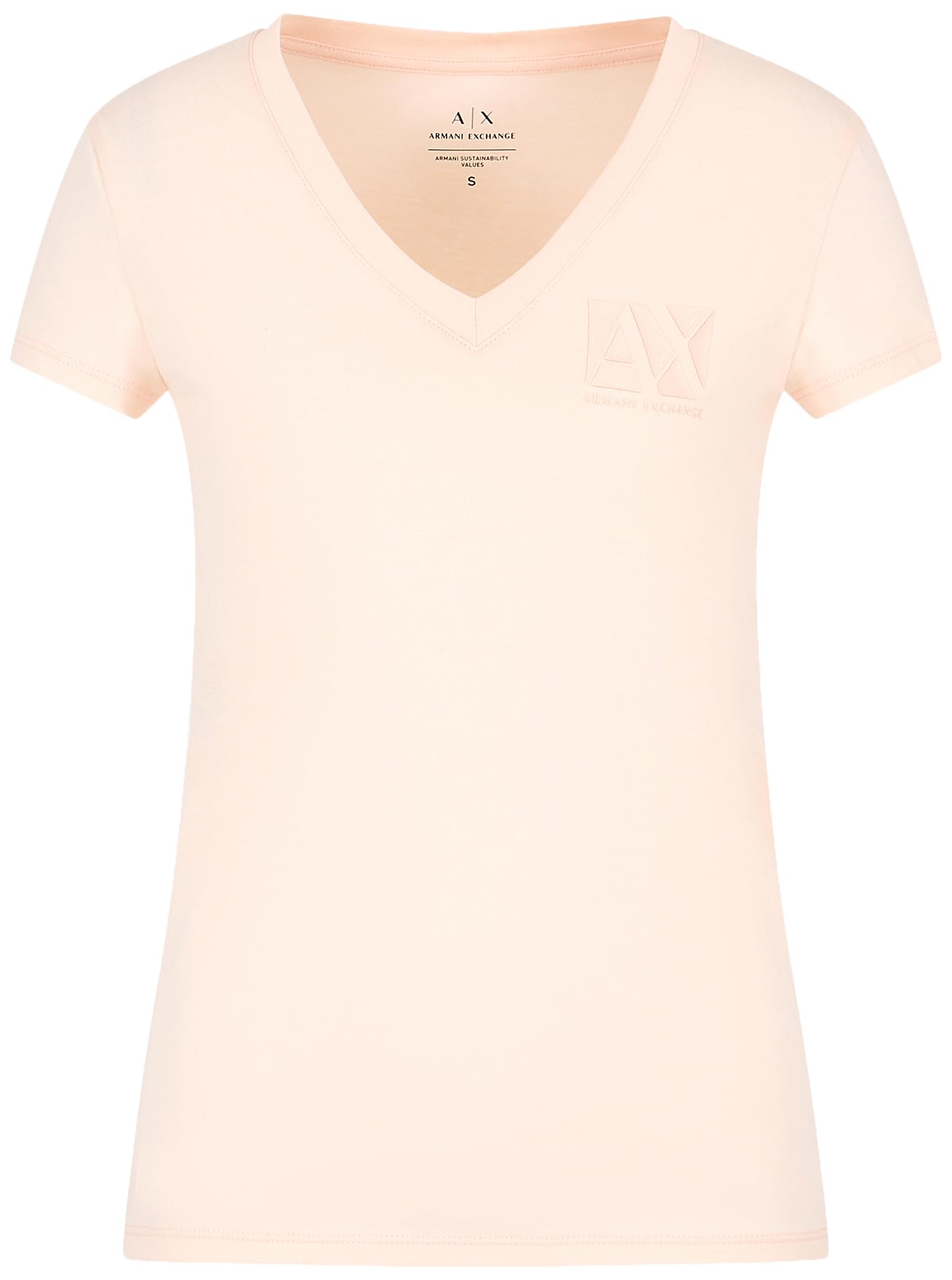 Armani Exchange Women's Essential V-Neck Cotton Jersey Logo T-Shirt, Sunrise, S