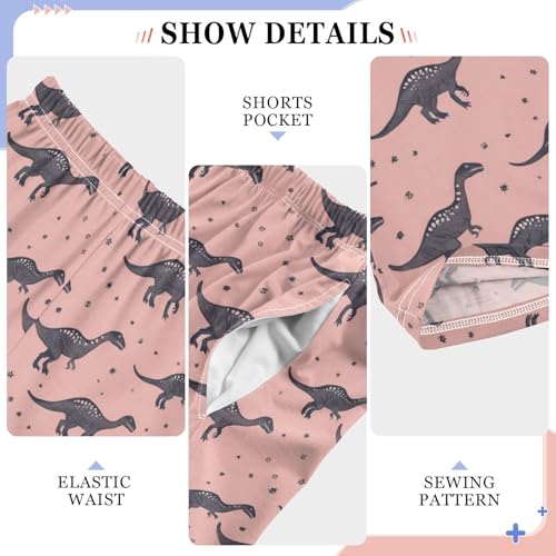 Pajama Bottoms, Dinosaur Silhouette Pattern Sleeping Pant Lounge Wear Pajamas Long Pants Sleepwear4
