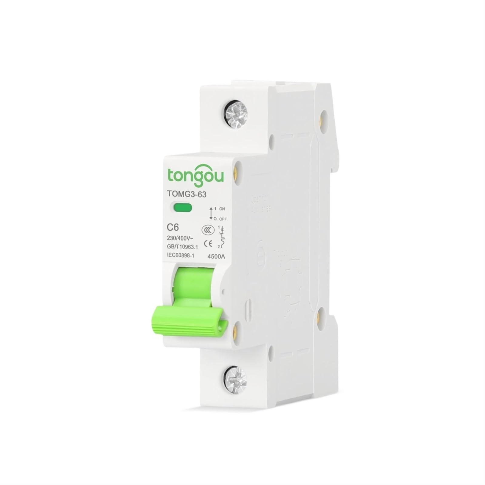 Typ B Kurve 1-poliger MCB 18 mm Miniatur-Leistungsschalter 4,5 KA AC 110 V/230 V/400 V mit CE-Zertifikat TOMG3-63(B16)