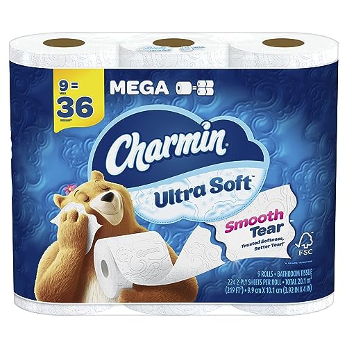Image of Charmin Ultra Soft Toilet Paper 9 Mega Rolls, 224 Sheets Per Roll