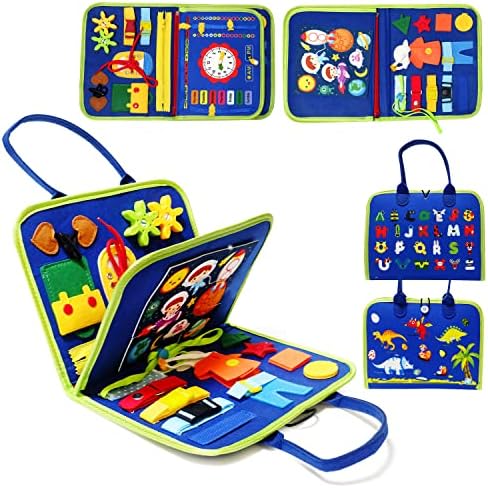 Home 63 Toddler Busy Board for Toddlers: Sensory Montessori Toys for 1 2 3 4 Year Old Boys Girls Kids, Preschool Educational Toy Learning Motor Skill Toddler Activities, Birthday Gifts for Age 1-5 – Blue