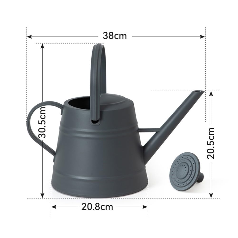 Konewka z tworzywa sztucznego, 3,8 l, długa wylewka o dużej pojemności, z ergonomicznym uchwytem i odłączaną dyszą, do pielęgnacji roślin, ogrodu, biała, ciemnoszara