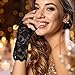 Fingerless Lace Gloves for Women Tea Party Black Short Lace Gloves for Bridal Prom Wedding Dinner Party Funeral Cosplay Halloween(Black)