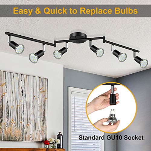 image for Ascher 6-Light LED Track Lighting Kit, Flexibly Rotatable Light Heads,