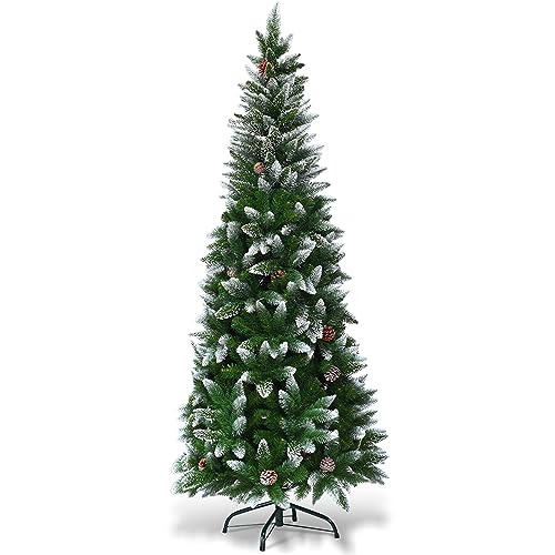 COSTWAY Albero di Natale Innevato 180/220 cm, Albero di...