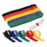 Hsyadazi 100 Stück Kabel Klettband, Reise Gadgets Klettband Kabelbinder Wiederverschließbar, 5 Gemischte Farben