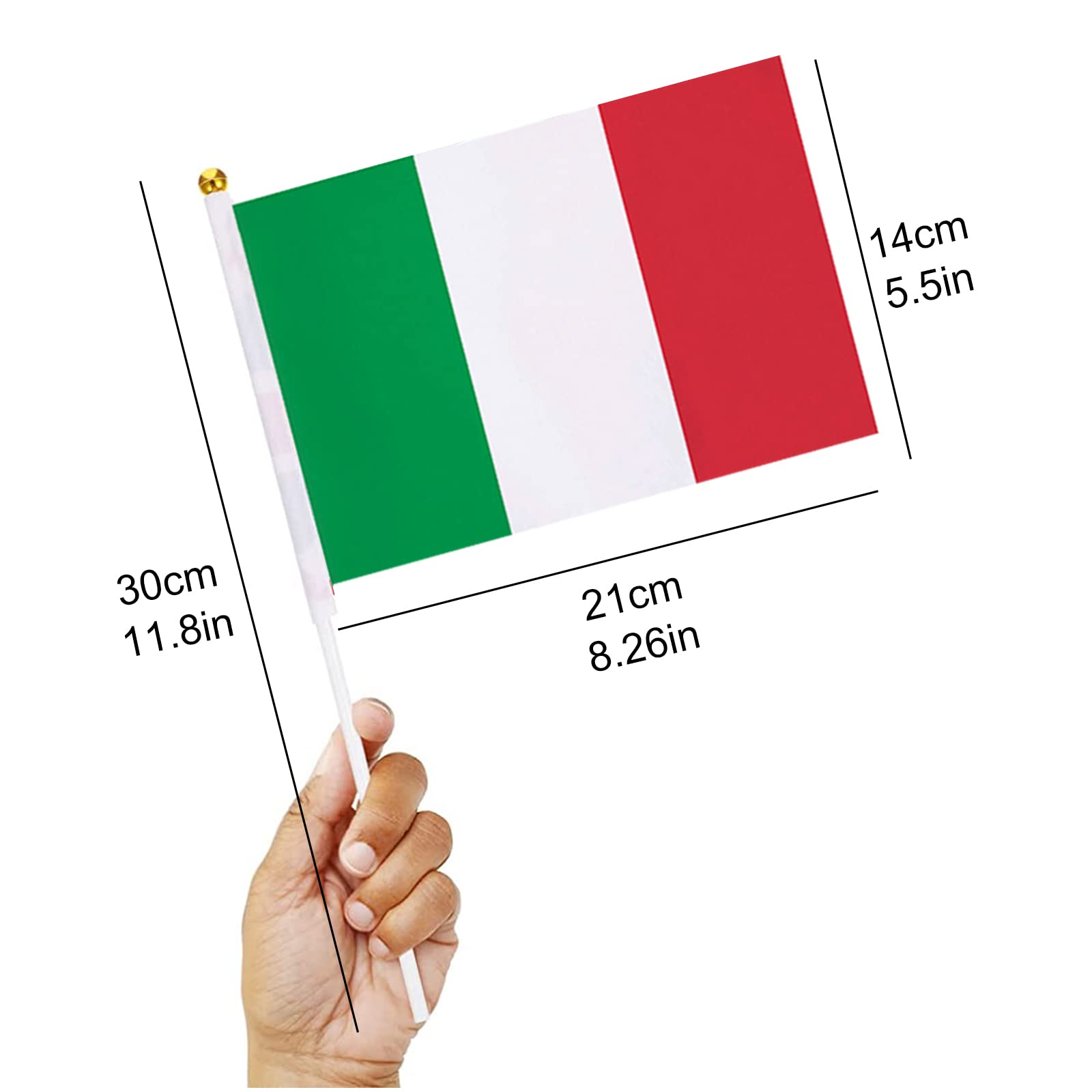 Bandiera dell'Italia a Manovella Con Bastoncino - Mini Bandiere Italiane 10 PCS