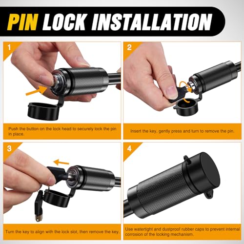 Image of Nilight Trailer Hitch Lock Pin 1 /2 inch & 5 /8 inch Locking Receiver Hitch Pin Keyed Unique Weatherproof Anti-Theft Lockable Fits 2 inch 2-1 /2 inch & 1-1 /4 inchReceiver Tow Truck Boat Bike Truck Black