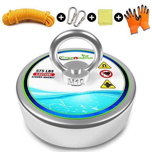 575lbs Fishing Magnets with Rope - Powerful Nylon Rope Super Magnet Fishing Kit