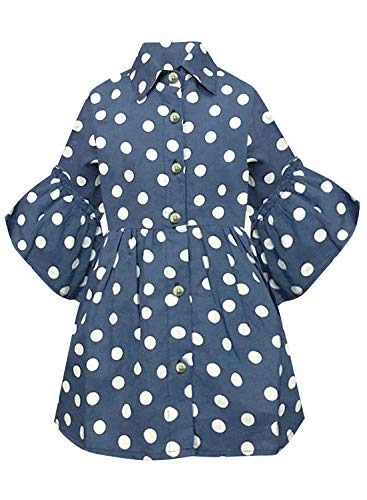 Image of A.T.U.N. (ALL THINGS UBER NICE) Girls Cotton Fit and Flare Knee Length Casual Dress | Button Closure with Ruffle Sleeve