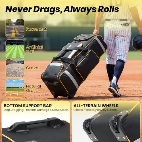 Fanwoli 81L Rolling Baseball Catchers Bag