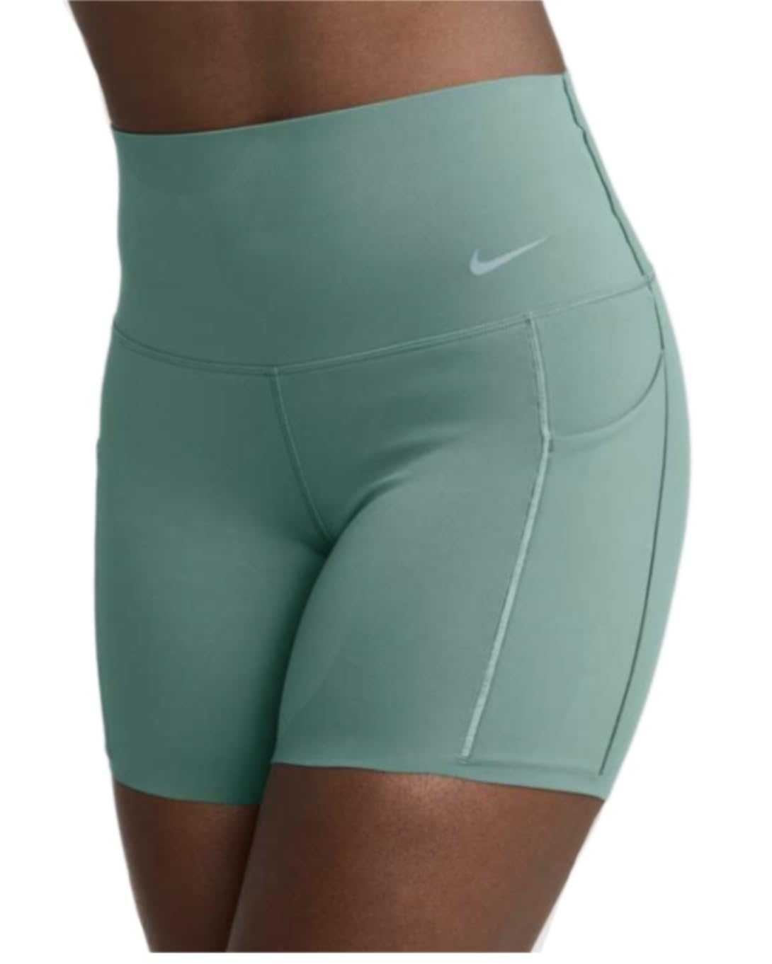 Nike Women's Bicoastal Green 361 Universa Medium-Support High-Waisted 5" Biker Training Shorts With Pocket, L
