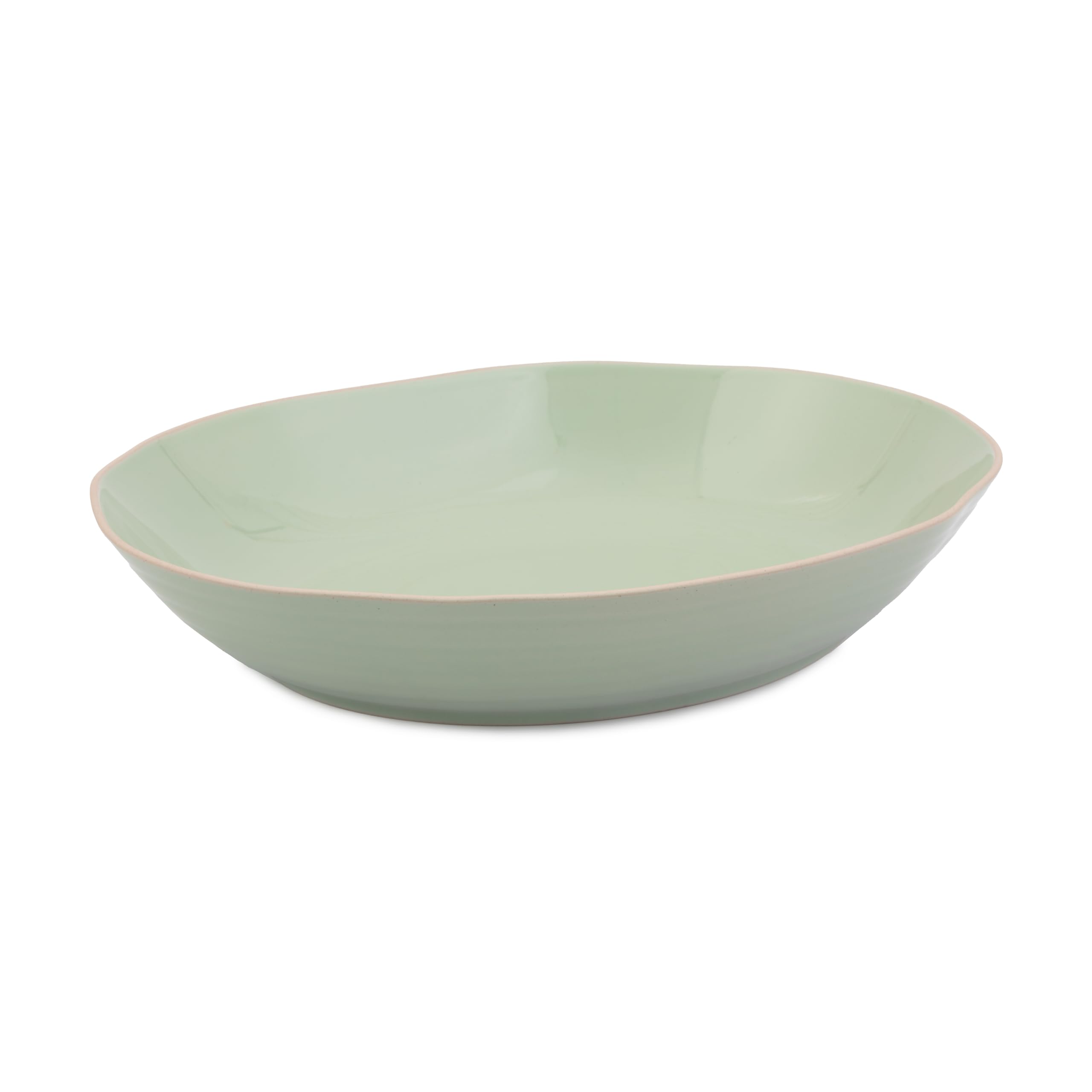 Jamie Oliver Big Love Bol Rustique, Vert, Forme Organique, Grès Moucheté, Bol Profond pour Currys et Salades, Compatible Lave-vaisselle, Micro-ondes et Four, 39x32 cm