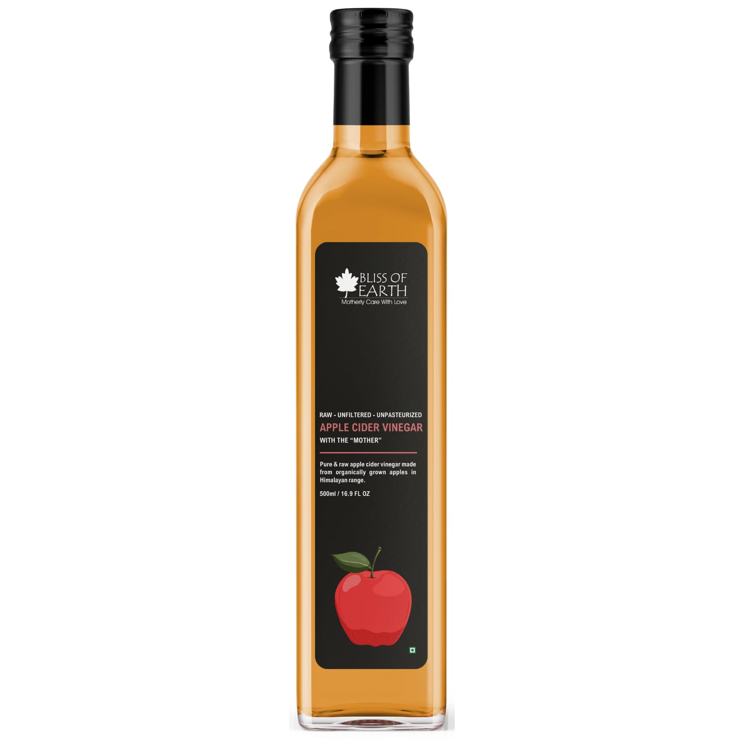 Bliss of Earth Apple Cider Vinegar With Mother, Himalayan Organically Grown Apples, Unfiltered, Raw,500 ml PET Bottle,
