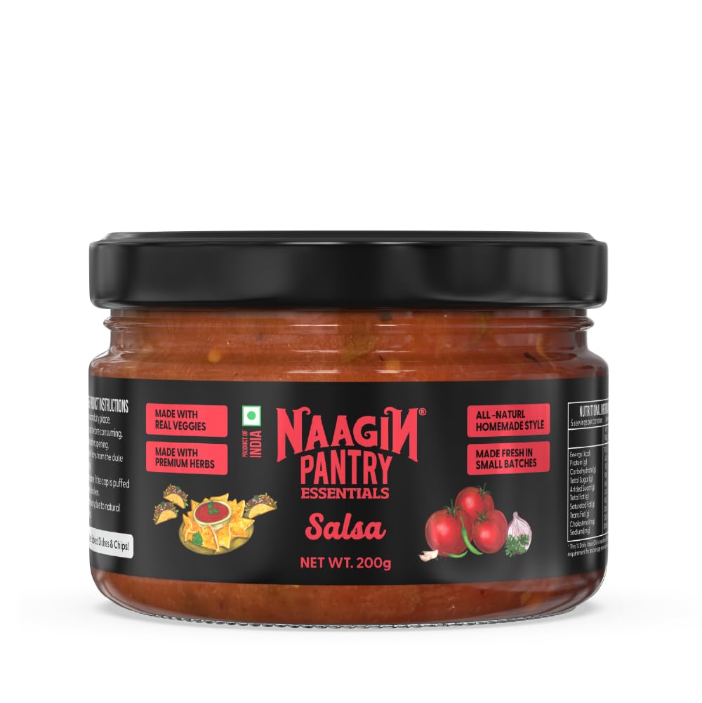 NAAGIN Pantry Essentials – Salsa (200g) | Mexican Salsa | Flavourful Snacking Companion | Made with Fresh Vegetables & Real Tomatoes | 100% Vegan | No Artificial Colours/Flavours | Dip, Spread or Dollop | Proudly Made in India-image-19