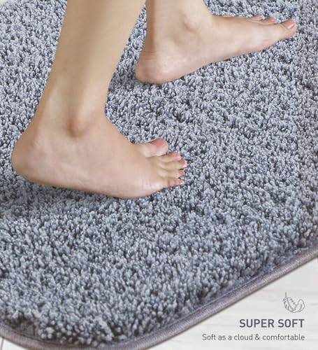 Image of Obsessions Ultra-Absorbent Quick-Dry Bath Mat | 1400 GSM Polyester | Soft, Non-Slip & Fast-Drying Bathroom Rug for Safety & Comfort | 50 x 70 cm | Grey