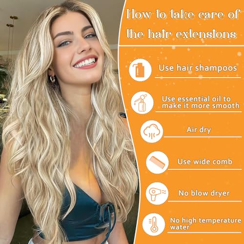 Image of YDDM 20pcs 24 Inch Tape in Hair Extensions Human Hair, Ash Blonde Highlighted Bleach Blonde 100% Remy Human Hair Straight Invisible Seamless Tape in Hair Extensions(P18 /613#, 24 Inch)