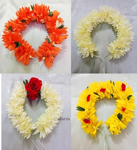 Image of Gajra For Hair Accessories Artificial Mogra Jasmine Juda Bun Scrunchies For Women Girls Pack 4 pieces (mix colour)