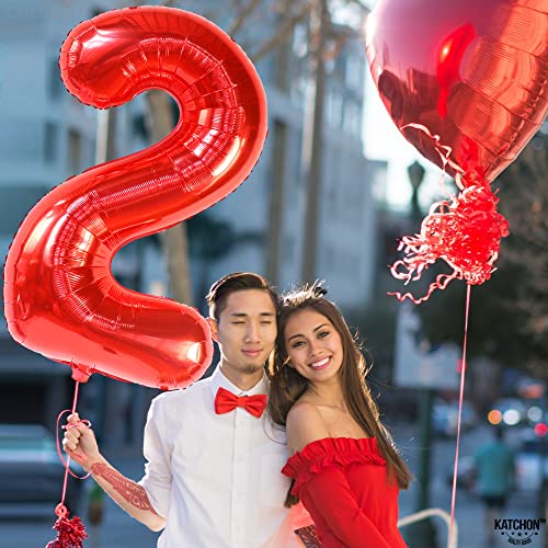 Image of KatchOn, Number Balloons - 40 Inch Red 2 Balloon Number