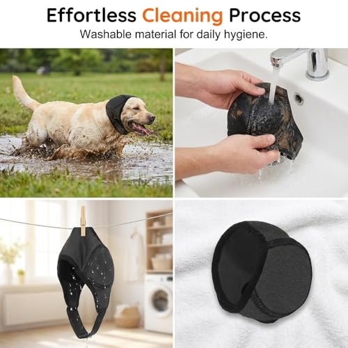 Image of Noise Cancelling Ear Wrap, Dog Ear Muffs Noise Protection Comfortable Quiet Dogs Ear Muffs, Available Silent Elastic Calming Dog Ear Cover for Grooming, Bathing, Swimming (Small)