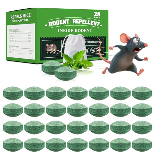 28-Pack Mouse Rodent Repellent for Indoor and Outdoor, Natural Deterrent for Kitchen, Warehouse, Garden Camper, Yard, Car, Garage and RV, Safe for Pets and Family