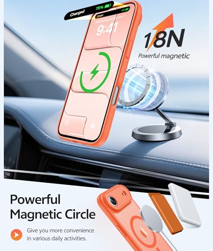 Image of FNTCASE for iPhone Air Case: [Compatible with Magsafe] Translucent Matte Cases with [Full Camera Protection] [Screen Protector] Military Grade Shockproof Protective Phone Cover - Orange