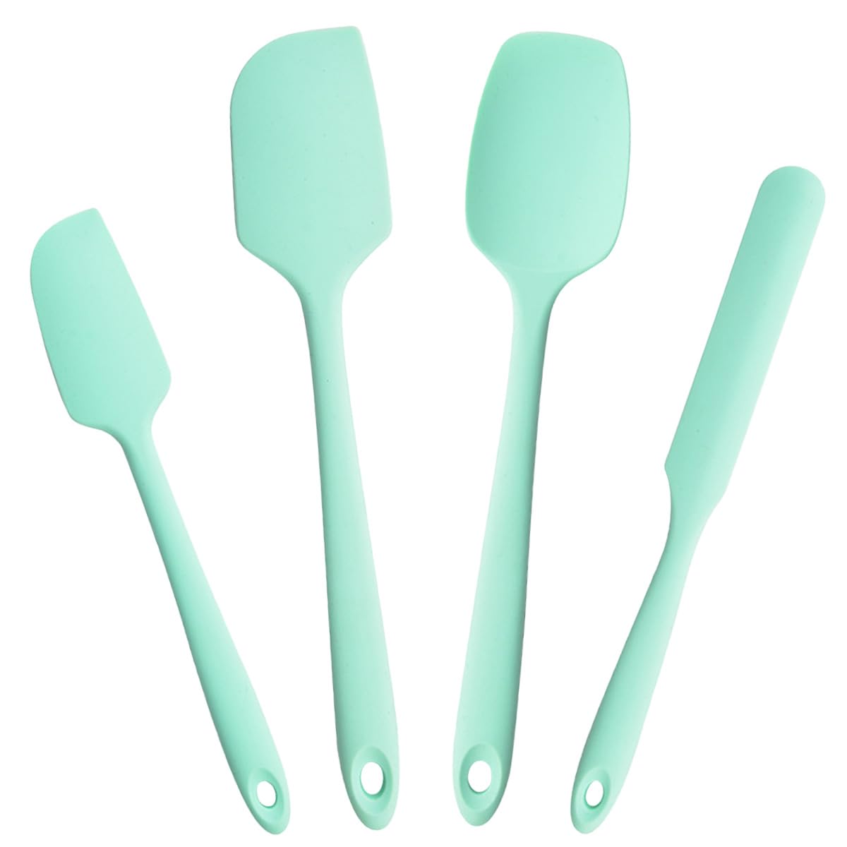 Silicone Spatula for Cooking Heat Resistant 4 Piece Set, Flexible BPA-Free Non-Stick Bowl Scraper Seamless Rubber Kitchen Utensils for Baking Mixing Cookware (Aqua)