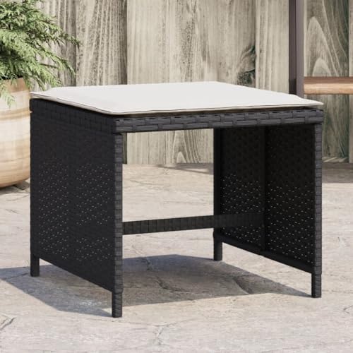 Mokuyary Gartenhocker mit Kissen 4 STK. Schwarz 41x41x36 cm Poly...