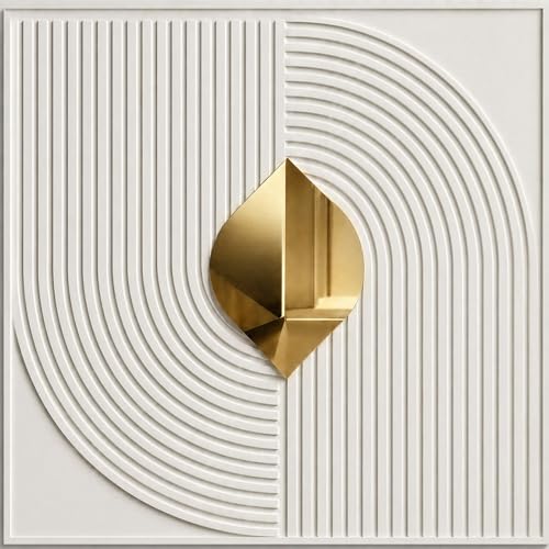 Image of Kayra Decor 3D PVC Wall Panels with Acrylic Finish for Bedroom & Living Room, Curve Line Design, White, 19.7 x 19.7 Inch, Pack of 40 (107.6 Sq Ft)
