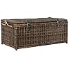 happimess HPM9000B Caden 46 Wicker Storage Trunk Collapsible for flat storage Rattan Sarang Buaya Coastal for Office Dorm Room LivingRoom Bedroom Dining Room Brown