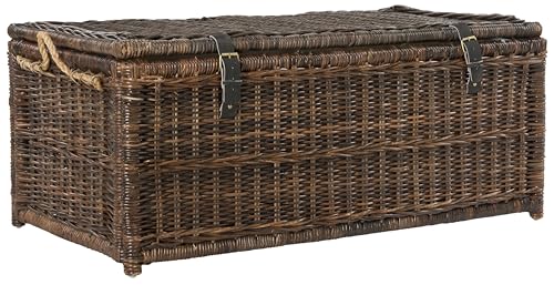 happimess HPM9000B Caden 46" Wicker Storage Trunk, Collapsible for flat storage, Rattan-Sarang Buaya, Coastal for Office, Dorm Room-LivingRoom, Bedroom, Dining Room, Brown by happimess - Used condition - US$149.84