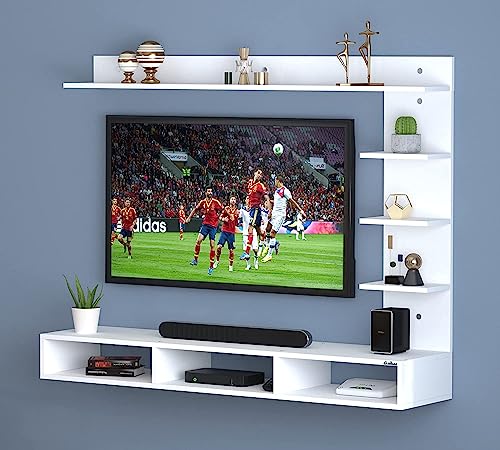 Image of Anikaa Tyson Engineered Wood Wall Mount TV Entertainment Unit (White)(Ideal for Upto 55 inch)(D.I.Y)
