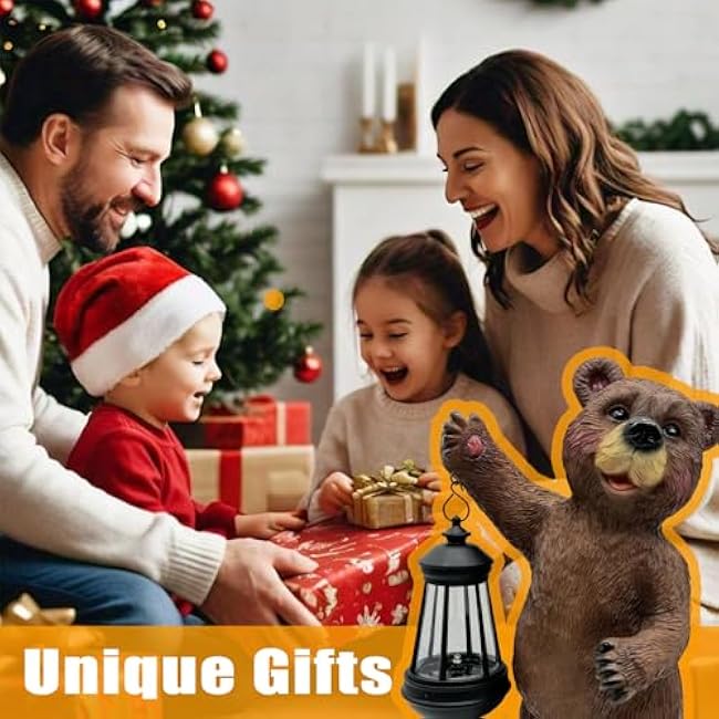 Solar Lantern Garden Statues Decor, 14 Large Outdoor Bear Figurine Lights for Yard Patio Decoration - Unique Christmas Housewarming Gift for Grandma Wowen Mom Brown