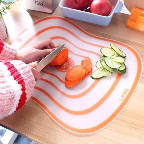 Image of Thin Flexible Plastic Cutting Board for Kitchen | Non-Slip Foldable Chopping Mat | Easy-Pour Food Prep for Vegetables, Fruit & Meat