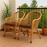 Hussain Furniture Premium Antique Cane Chairs (Set of 2) � Handmade Dust-Free Rattan Chairs for Living Room, Dining, Bedroom, Kitchen, Office & Garden Use | Kursi for Indoor & Outdoor