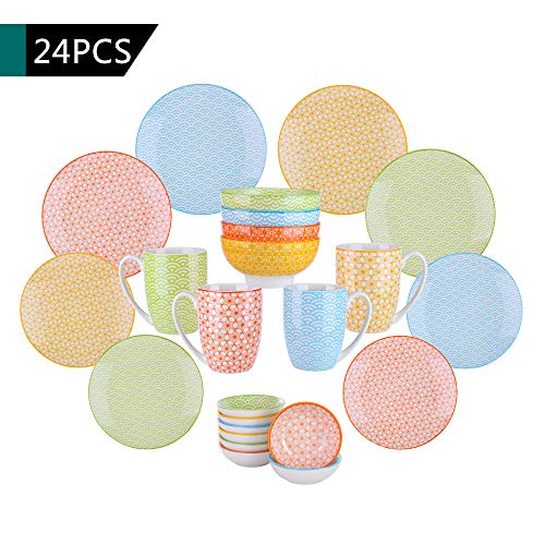 vancasso serie Natsuki Vajilla de Porcelana 24 Piezas Set, con 4 Tazas de Café 380 ML, 4 Cuencos 15,2 cm de Diámetro, 4… - Imagen 3