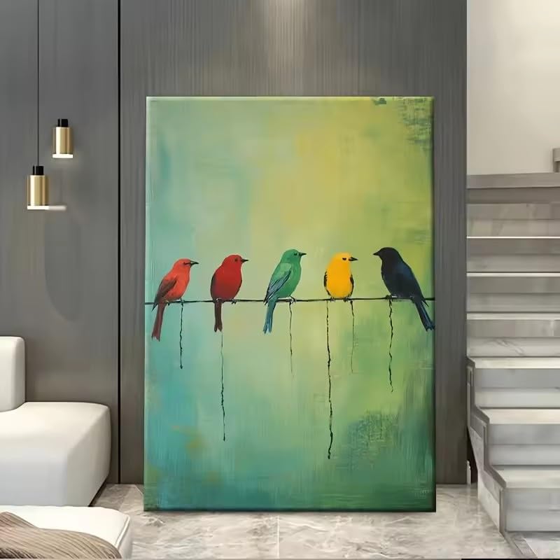 Toile vert vif moderne impression oiseaux d'art mural haut de gamme