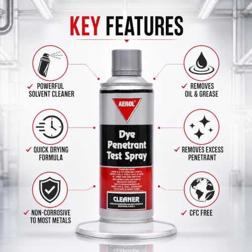 Image of Aerol Dye Penetrant Cleaner Spray | Solvent Cleaner | (194g /280ml) Quick Crack Detection | Non Corrosive | For Welding & Maintenance