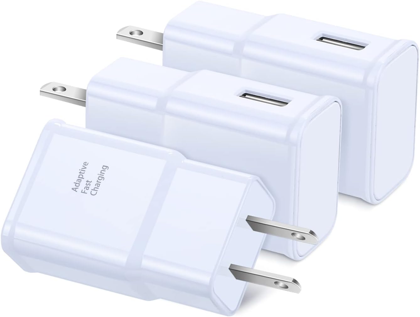 Adaptive Fast Charger, Qihop 3-Pack USB Wall Charger Fast Charging Block Travel Adapters Compatible for Samsung S21 S20 S10e S9 S8 Plus, Note 8 9 10 Plus 20, iPhone, LG Quick Phone Charger (White)