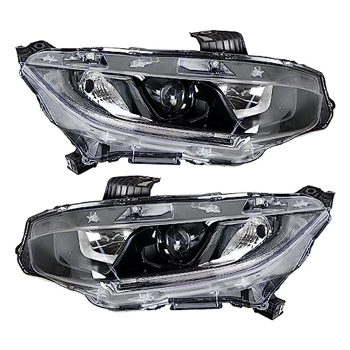 labwork Headlight Assembly Replacement for Honda Civic 2016-2021 Headlights Set Driver Passenger Side