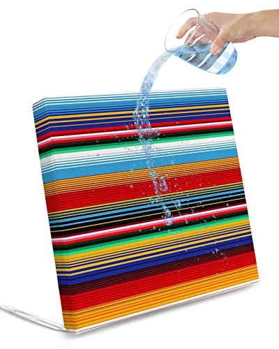 Colorful Mexican Striped Indoor/Outdoor Seat Cushions Cover, Tribe Ethnic Rainbow Waterproof Patio Chaise Lounge Cushion Cover for Beach Pool Side Chair Cushions 20x18x4pcs