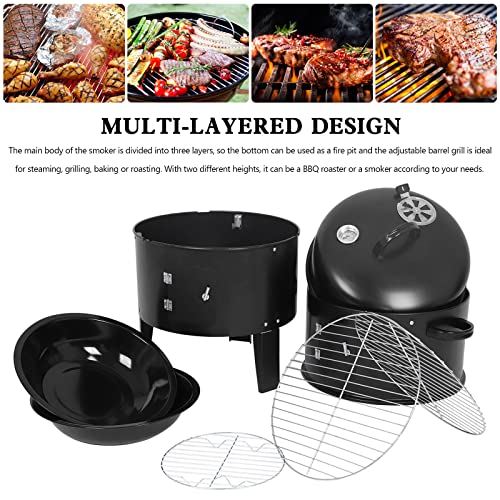3-in-1-Portable-Charcoal-Smoker-BBQ-Grill-Detachable-Vertical-Smoker-with-Thermometer-Adjustable-Air-Vent-Spacious-Cooking-Area 3 in 1 Portable Charcoal Smoker BBQ Grill Detachable Vertical Smoker with Thermometer Adjustable Air Vent Spacious Cooking Area