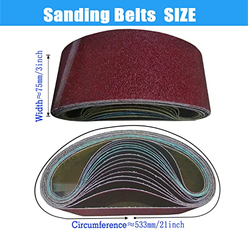 15Pcs Sanding Belts 75 x 533 mm(3 Each of 80/120/150/240/400 Grains) Abrasive Sanding Belts for Grinding Sharpening Polishing - Image 2