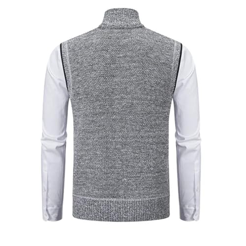 Men Zipper Sleeveless Sweaters Vest Warm Fleece Solid Casual Mock Neck Waistcoat Tops2